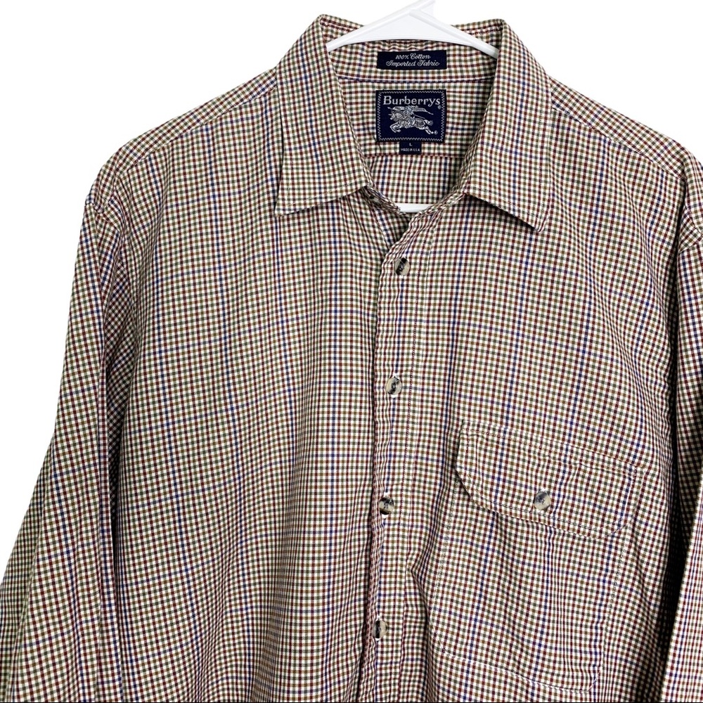 Burberry Shirt Large Brown Button Down E349